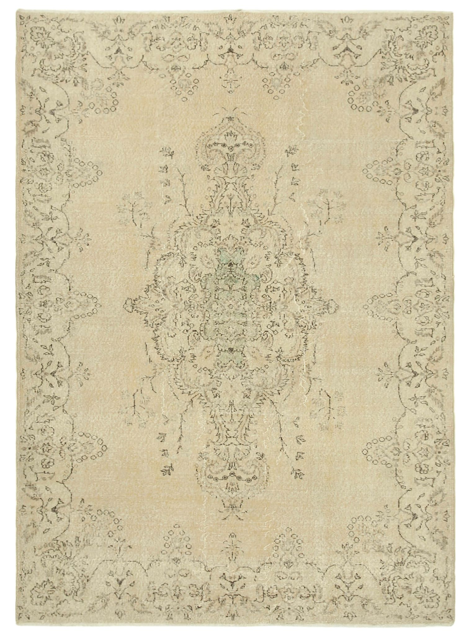 Tapis beige anatolien unique tissé à la main 212 cm x 300 cm