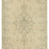 Handwoven unique anatolian beige carpet 212 cm x 300 cm