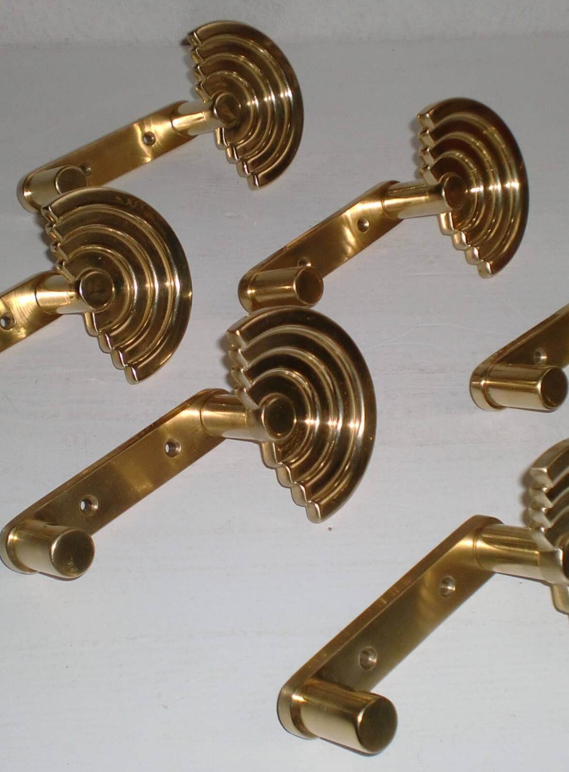 1 out of 10 pcs. Postmodern italian designer sottsass brass wall coat hooks