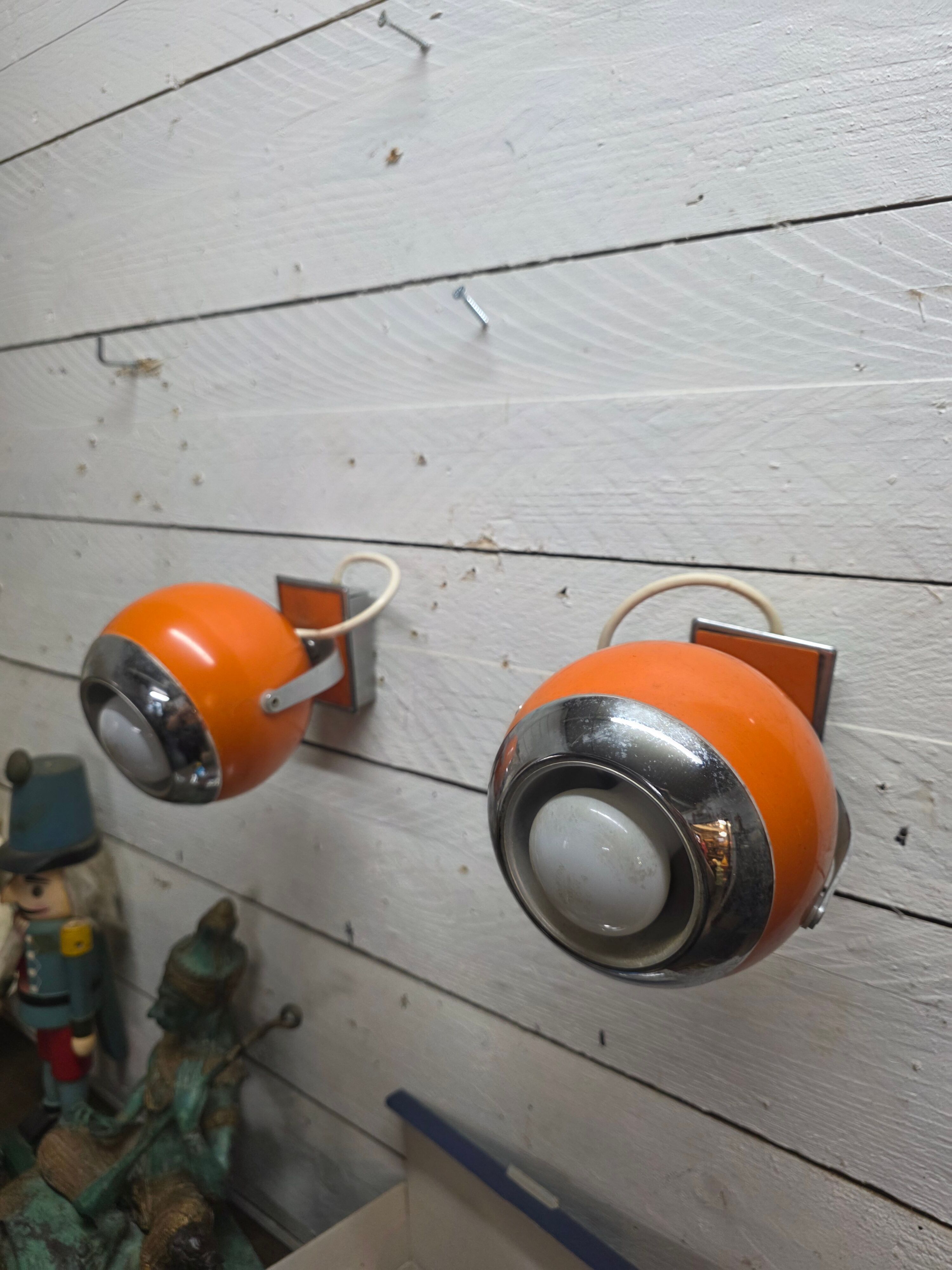 Pair of vintage 70s eyeball wall lights.