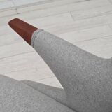 1960s, Danish "Teddy chair" with stool, reupholstered, wool, teak wood.