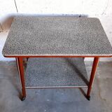 Vintage multifunction service / side table on wooden wheels 50 years 60