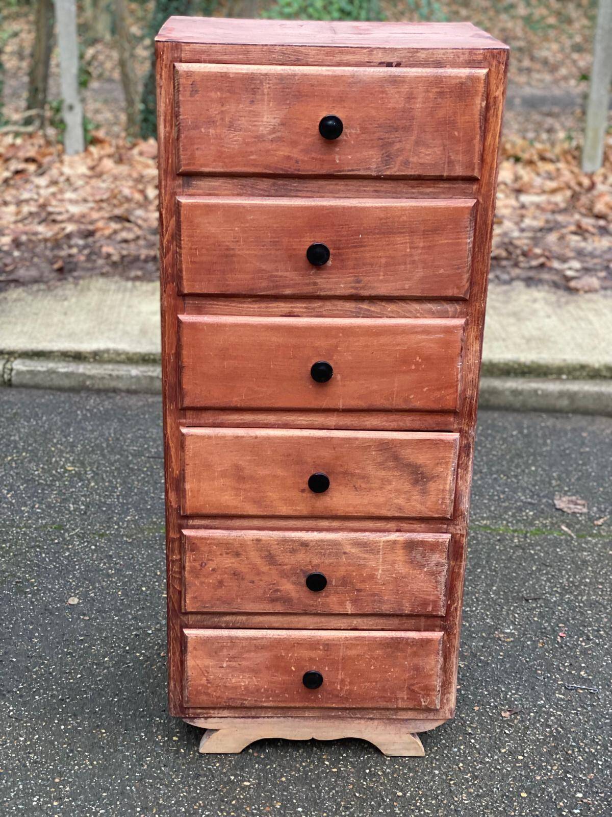 Art Deco chest of drawers, 1950s, in wood