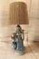 Stoneware lamp, 2 m fabric cable, cord lampshade 1960.