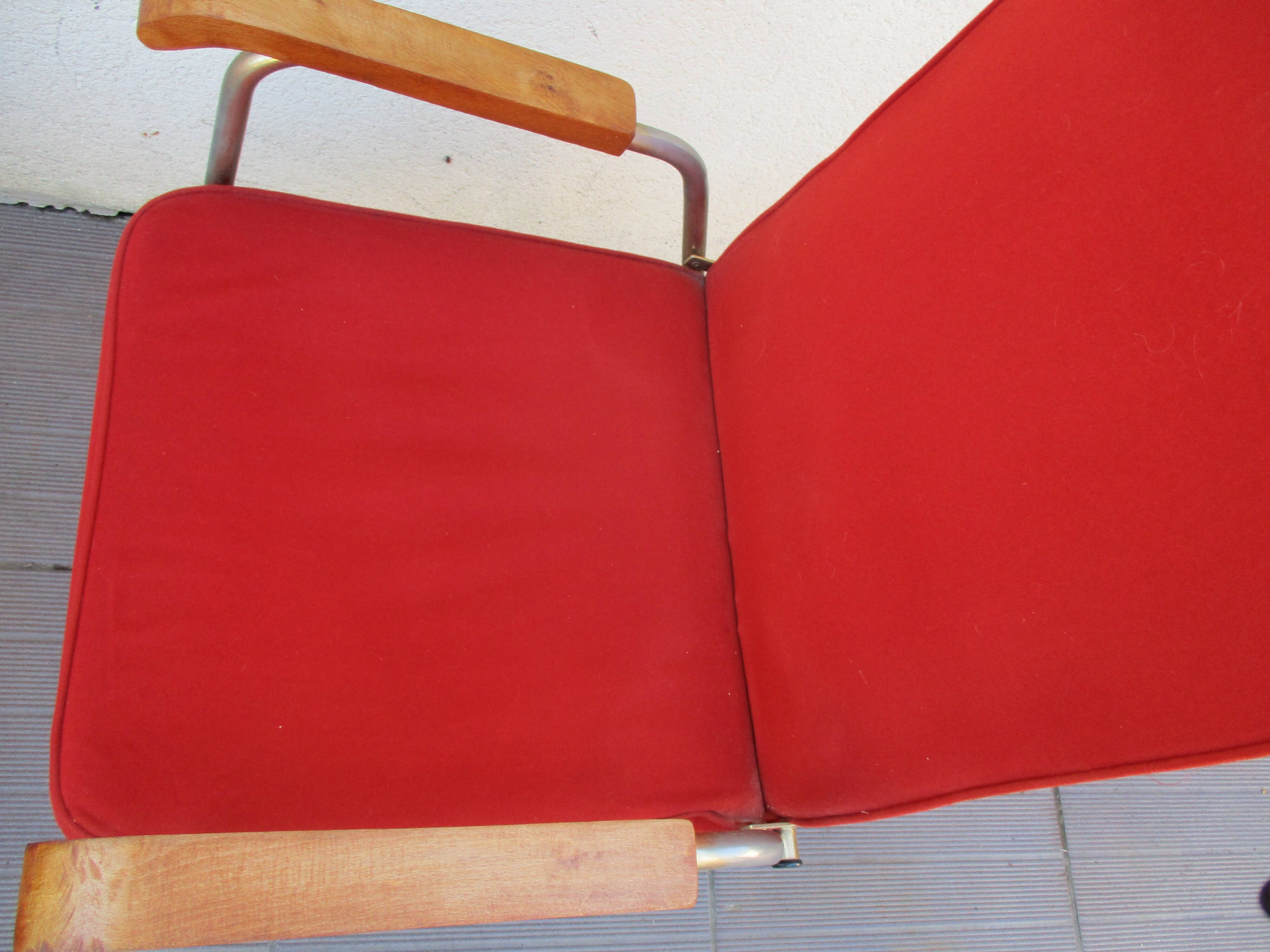 Pair vintage red velvet armchairs 50/60 years