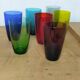 Seven glasses Harlequin for orangeade.