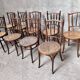 Series of 7 old bar cane cane bistro chairs