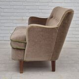 1960s, Danish 2 seater sofa, original condition, furniture velour, beech wood legs.