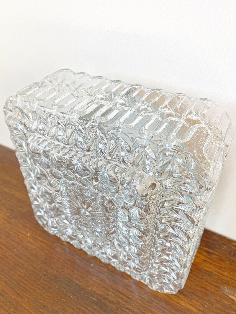 Ceiling lamp or wall lamp in square glass