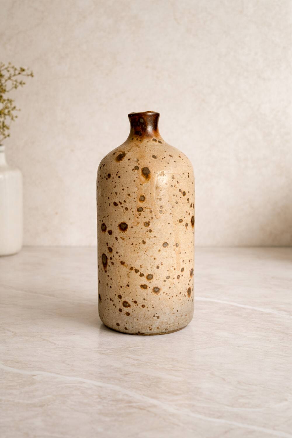 Vintage speckled stoneware vase