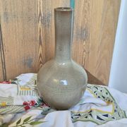 Glazed stoneware single-flower vase signed Jean Dubost, vintage Fr
