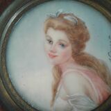 Portrait miniature quality lady in rose dress