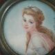 Portrait miniature dame de qualité à la robe rose