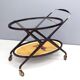Vintage ebonized beech serving cart with oriental print, italy