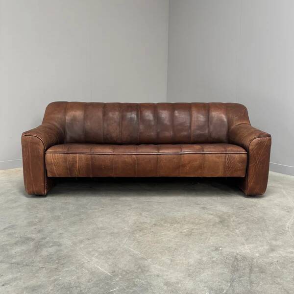 Vintage De Sede DS44 3 seat sofa with ottoman, 1970s