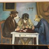 Oil on canvas parody of Cezanne by KALUS