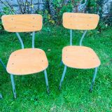 Set of 4 school chairs - wood & metal