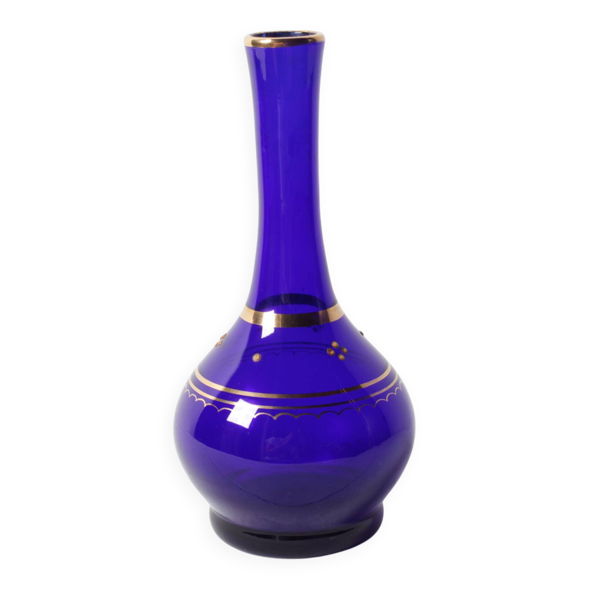 Mid-Century Cobalt Blue Art Glass Vase / Afors Glasbruk / Sweden / 1970s