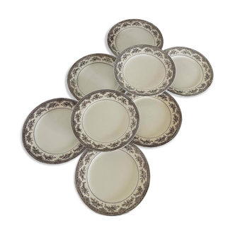 Lot 8 plates “Roses-Mosses Faïencerie Onnaing”