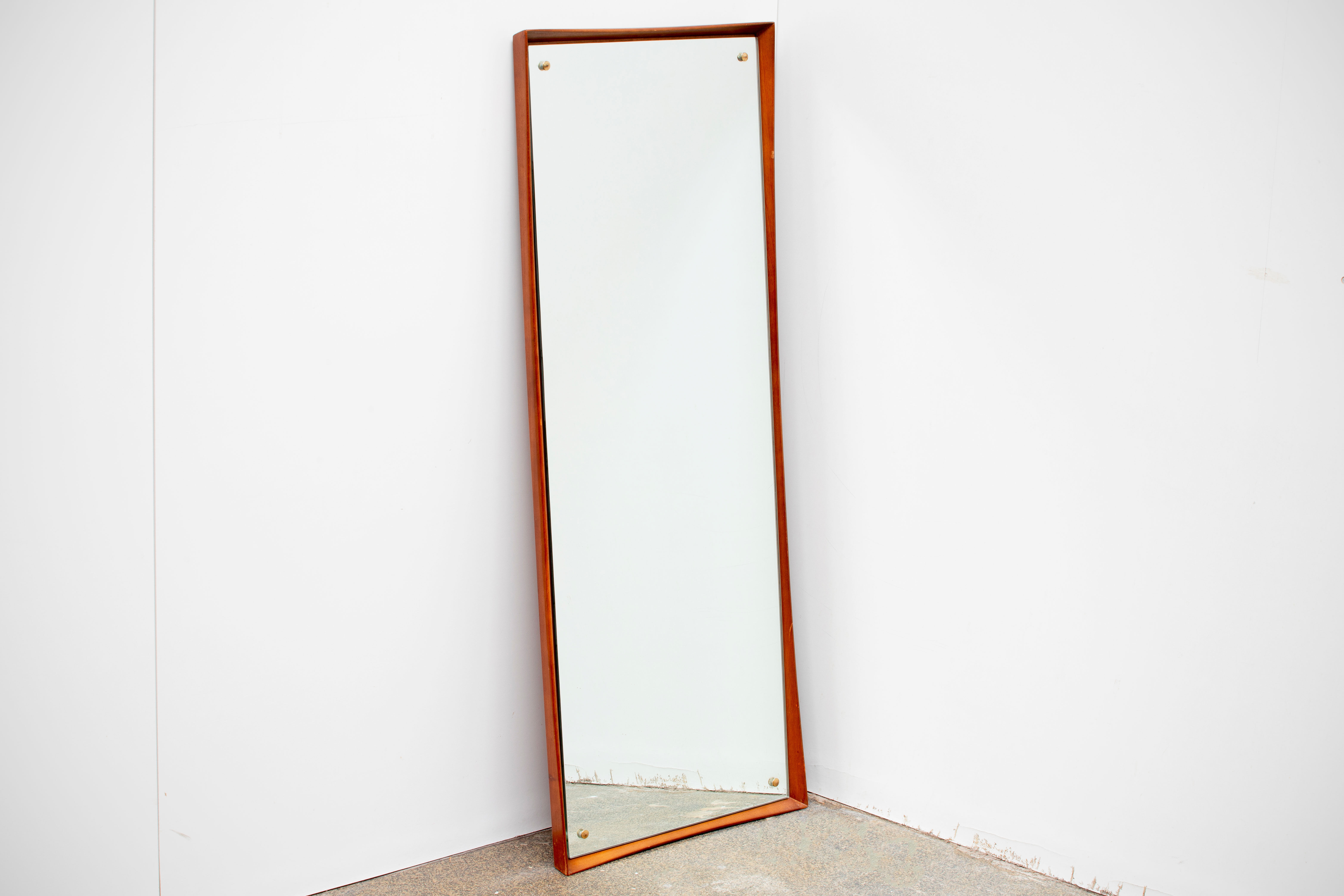 Vintage Scandinavian mirror in teak H 128 cm