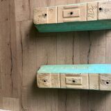 2 water green stone planters, 1950s-60s