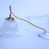 Holophane pendant light/glass lampshade - retro atmosphere guaranteed - 1940 - vintage