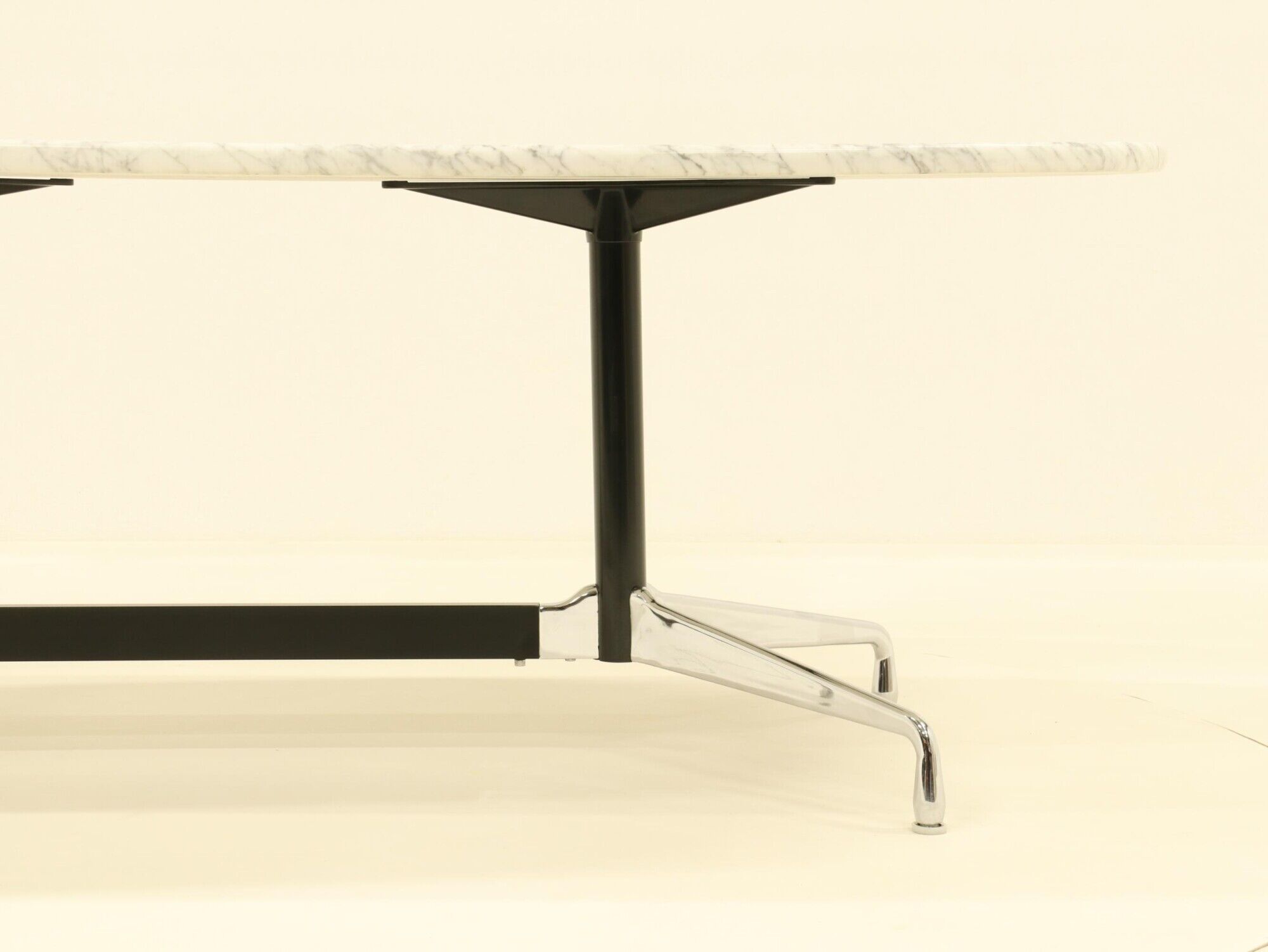 Eames Segmented Oval Dining Table in White Marble & Stainless Steel