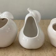 Trio of cache pot vintage apple glazed ceramic
