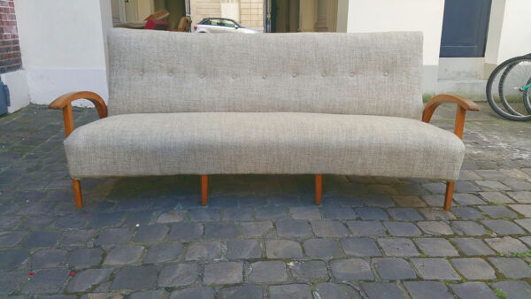 Canapé sofa banquette lit vintage scandinave années  50 60