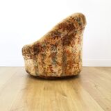 Pair of rounded armchairs in floral velvet