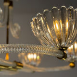 Venetian glass chandelier from Murano and brass, circa 1940.