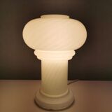 Paire de lampes champignon de verre blanc, 1980