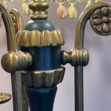 Vintage floor lamp in black and gold metal with lampshades