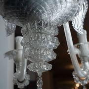 1940s Vintage Murano Clear Glass Chandelier, Classic Italian Art Glass