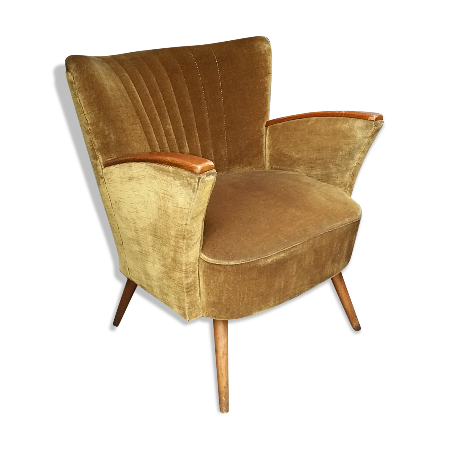 Armchair gold vintage 50-60s velvet