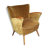 Fauteuil années 50-60 velour doré vintage
