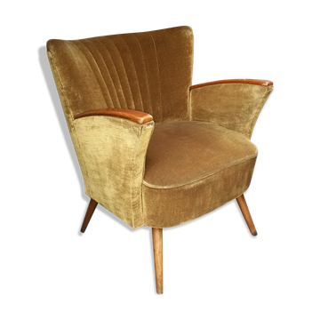 Armchair gold vintage 50-60s velvet