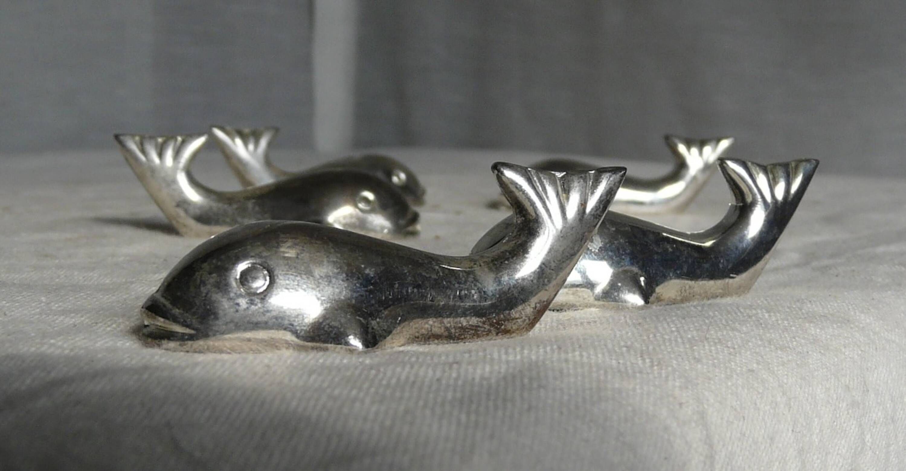 Lot De 6 Porte-couteaux Anciens En Métal Argenté - Forme Escargot - Occasion Très Bon état