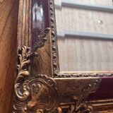 Miroir ancien cadre doré et rouge