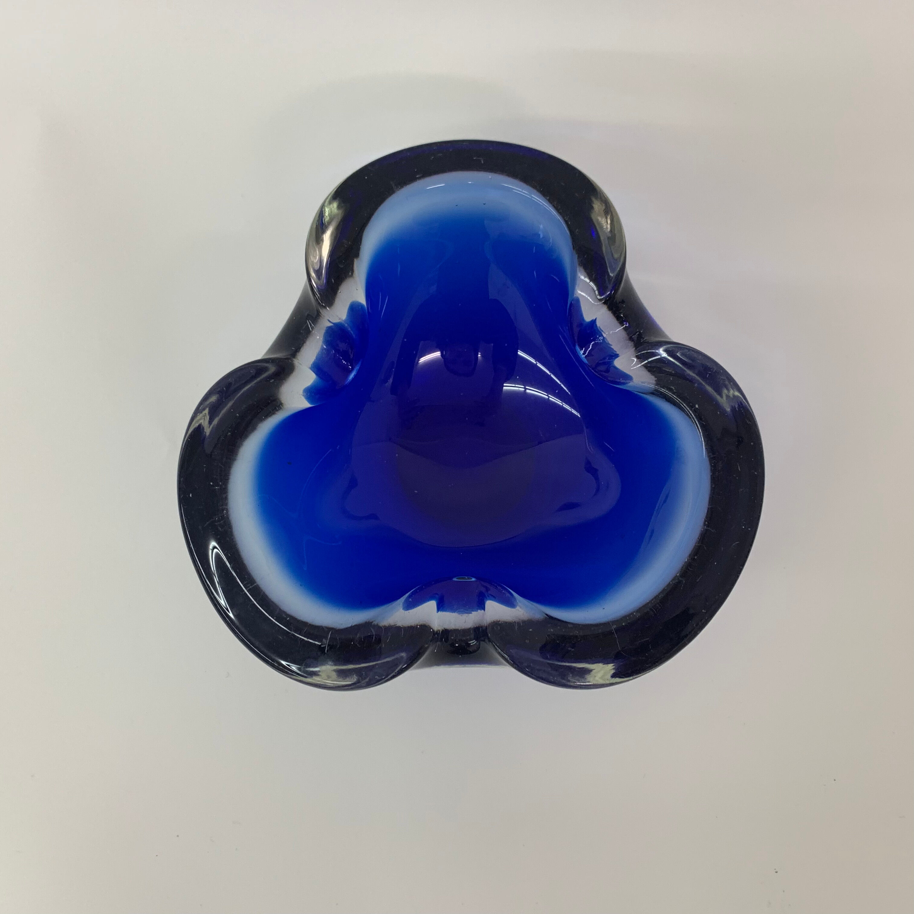 Mid century design set of 4 blue murano glass bowls , 1970's