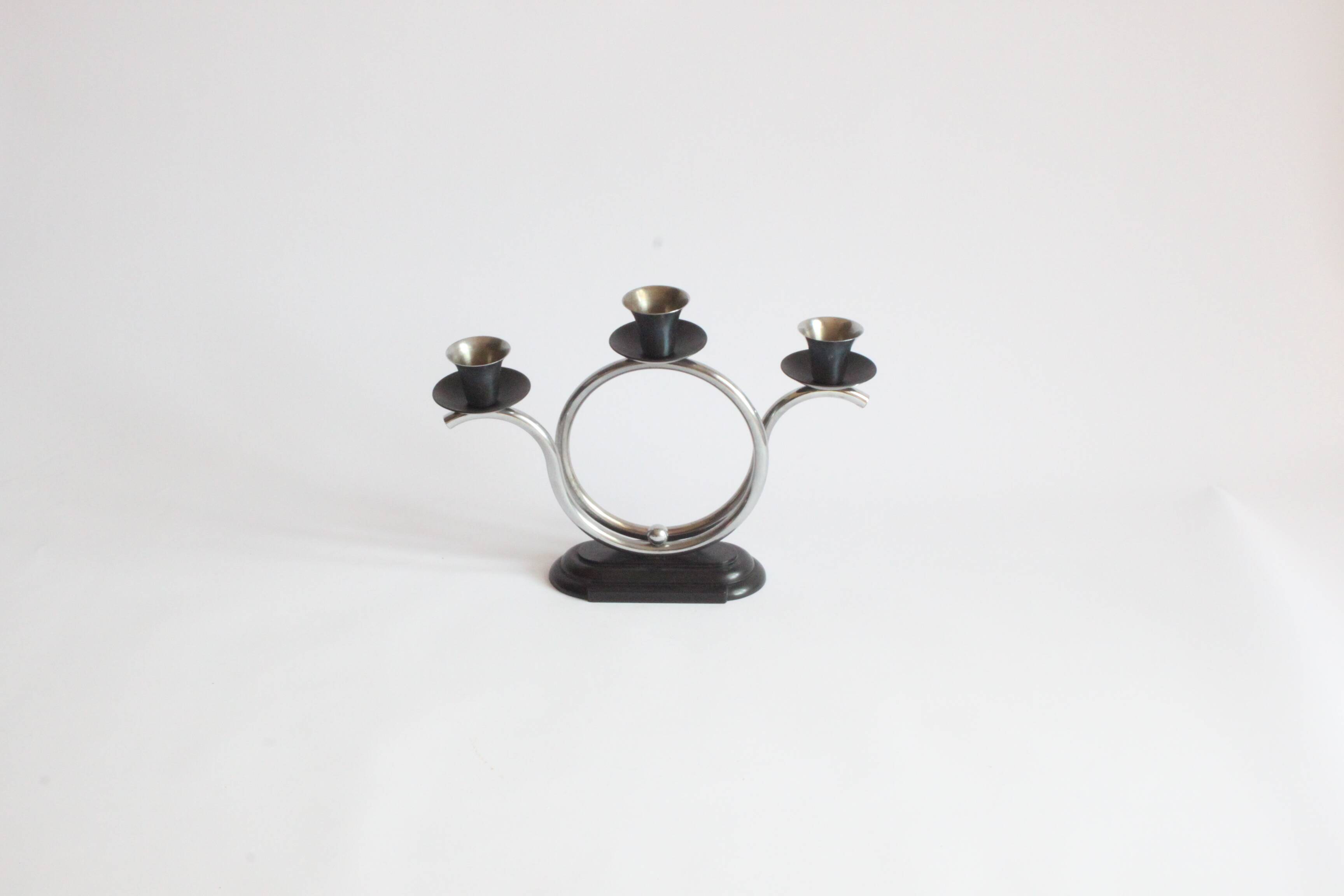 Art Deco Tubular Steel And Bakelite Candelabra, Netherlands 1930s