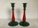Pair of candlesticks in cast iron and wood