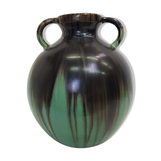 Vase à double anse vintage en céramique
