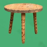 Table basse tripode pin massif brut 1960