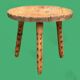 Solid pine tripod coffee table, raw, 1960