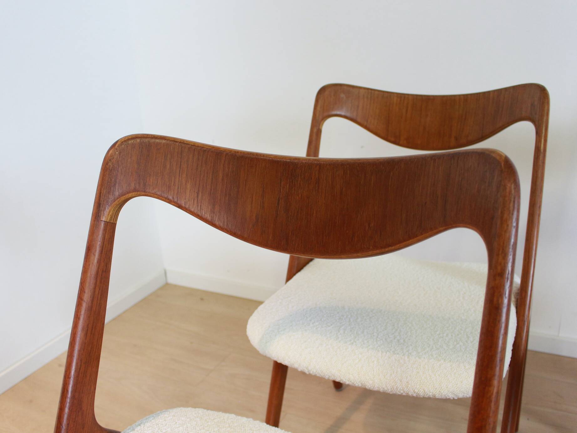 Set Bouclé diningchairs Albin Johansson and Sons