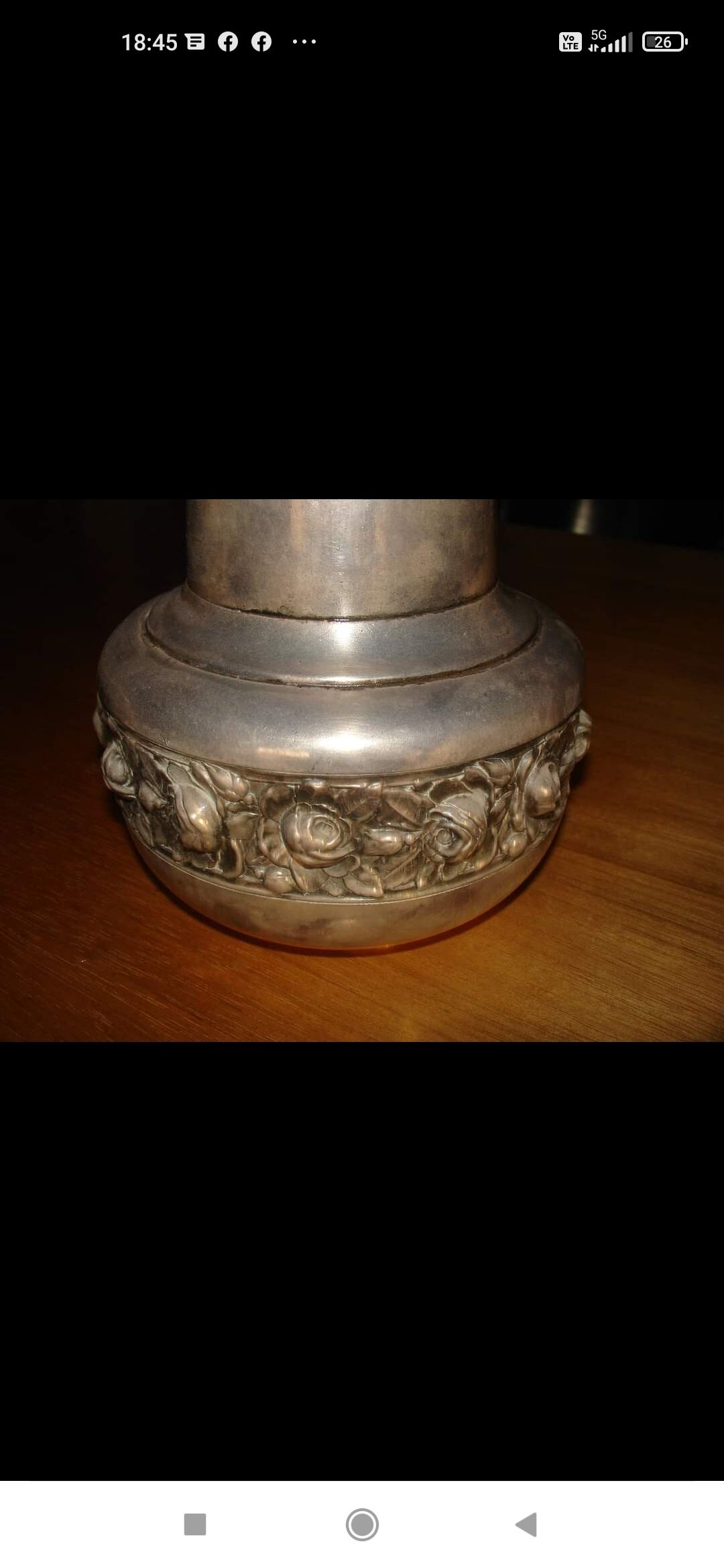 Silver-plated metal vase with floral motifs, made in 1912 by Tramboule & Choquet (silversmith's hallmark)