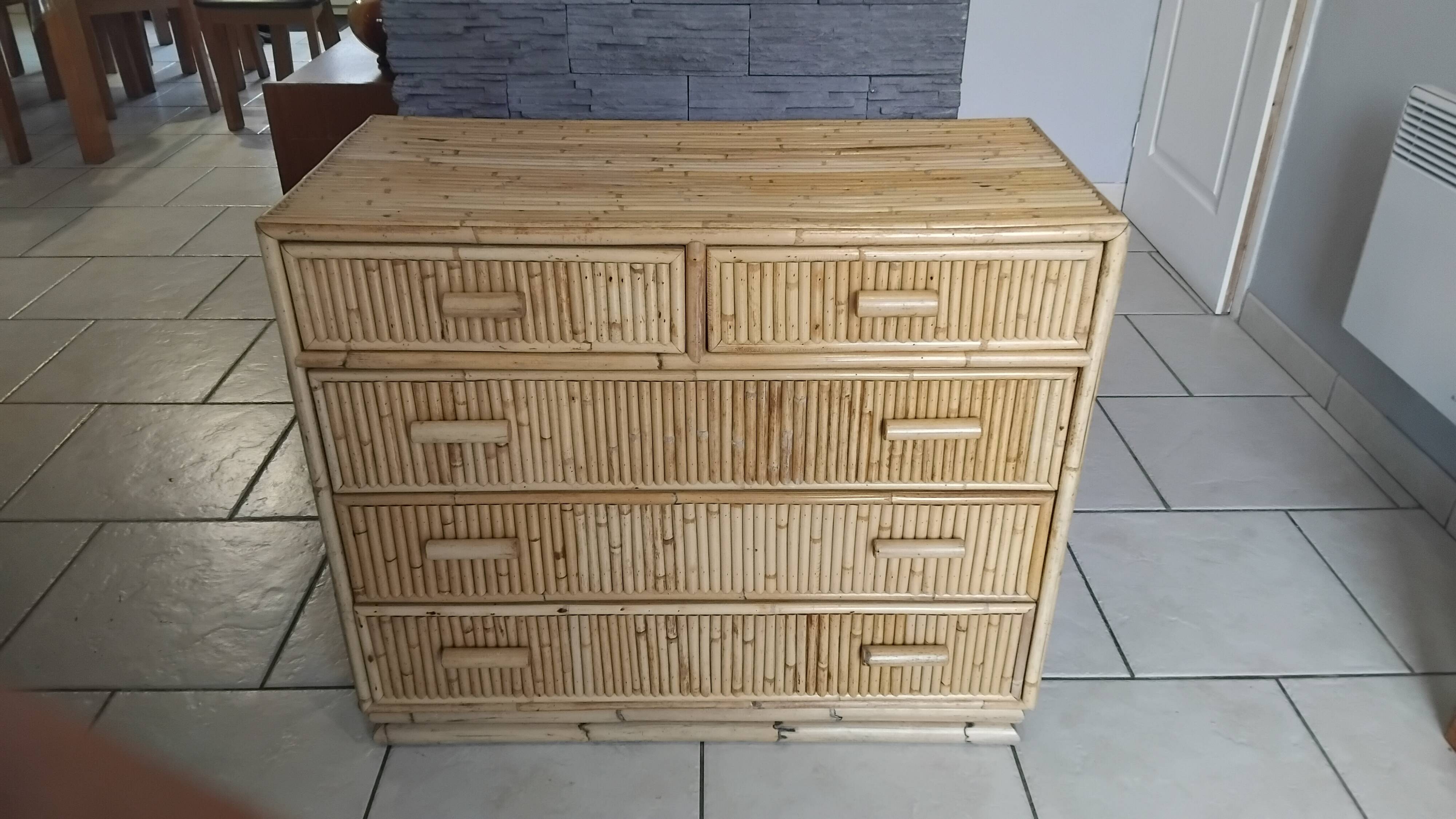 Vintage rattan chest of drawers