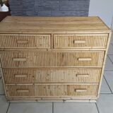 Vintage rattan chest of drawers