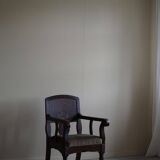 Hand-carved oak and velvet armchair, Danish furniture maker, Art Nouveau, 1939